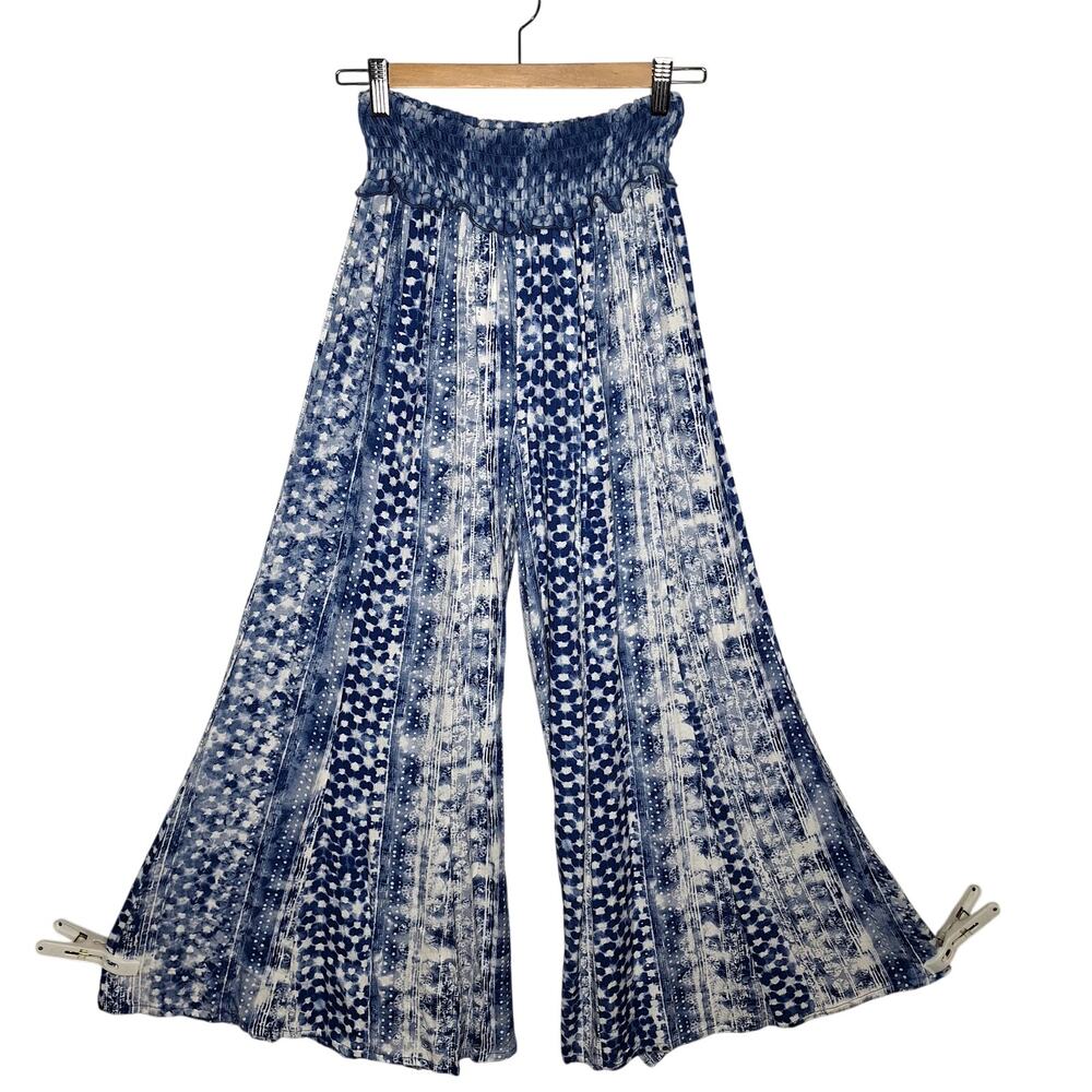 Surf Gypsy Wide Leg Beach Pants Small Harem Smocked Palazzo Boho Resort Flowy